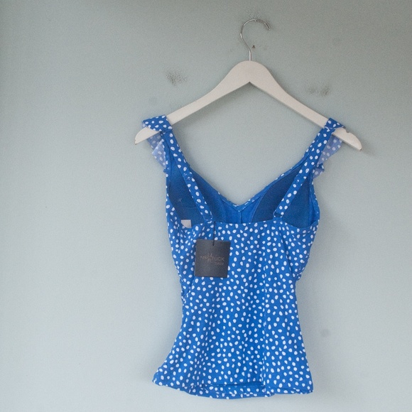 Nip Tuck Swim Swim Nwt Nip Tuck Swim Blue Polka Dot Ruffle Tankini